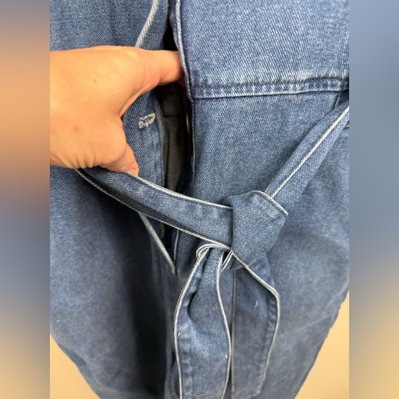 ICONE by Simon’s long sleeve cotton belted denim jean jumpsuit medium - Picture 7 of 12